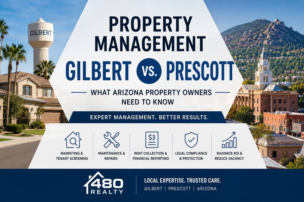 Property management Gilbert and Prescott Arizona featuring residential homes, rental property management services, and Arizona real estate investment.